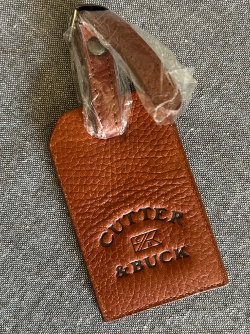 Cutter & Buck Genuine Leather Luggage Tag – Brown - New, Never Used